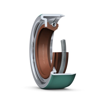 Skf FKM, single lip, Wave oil seal, presure profile, S.S. spring, Bore-Tite 6393